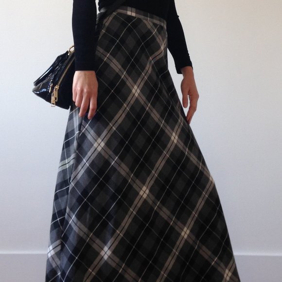 Limité - Grey & White Plaid Maxi Skirt - Picture 7 of 13